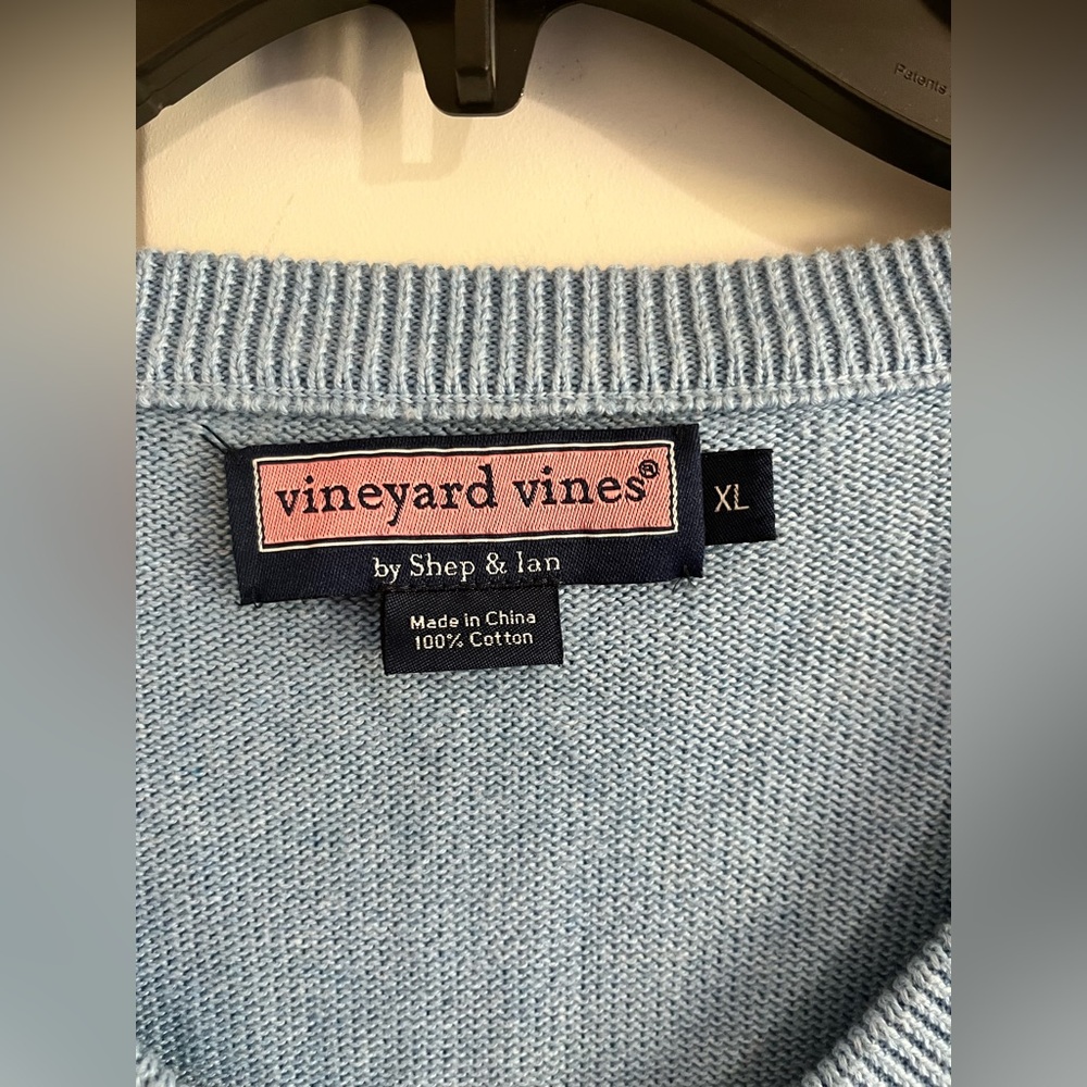 Vineyard Vines Mens XL Cotton Pullover Sweater Blue V-Neck‎ Preppy Classic Knit - Picture 3 of 8
